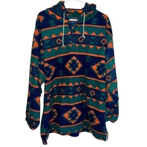 Laundromat Vintage 90’s Aztec Poly Fleece Hooded Pullover Size Large